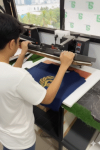 how to do logo printed polo t-shirts-heat machine